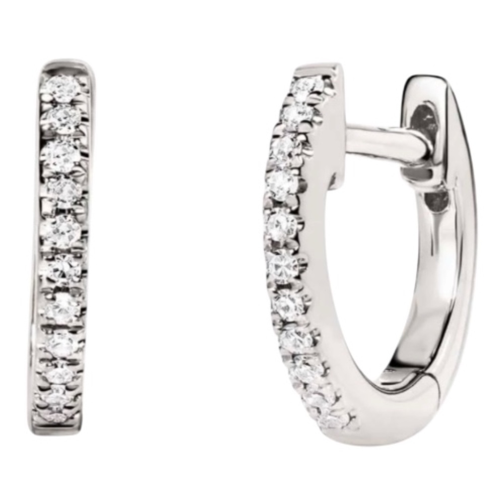NWT Ring Concierge Petite Diamond Huggies 14k White Gold